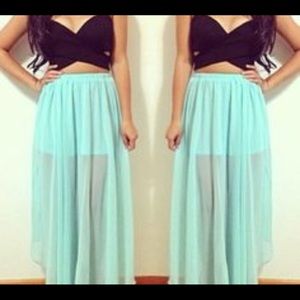 Double-slit, sheer maxi Skirt - Express